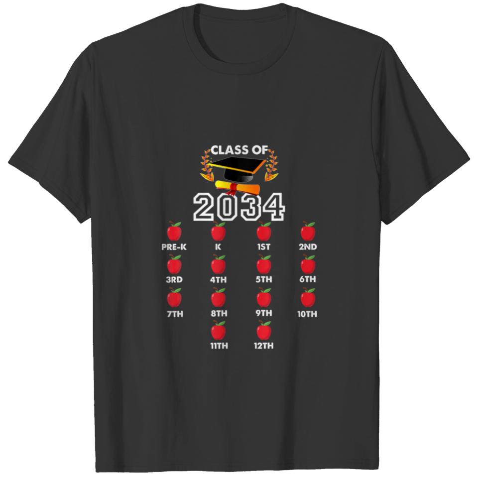 Kindergarten Class Of 2034 Grow With Me Space For T-shirt