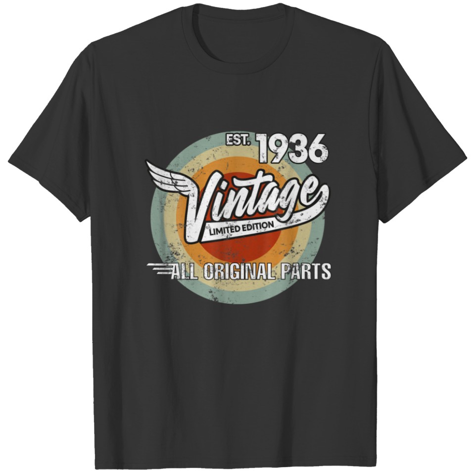 1936 Born Made In 1936 Vintage Biker Birthday Gift T-shirt
