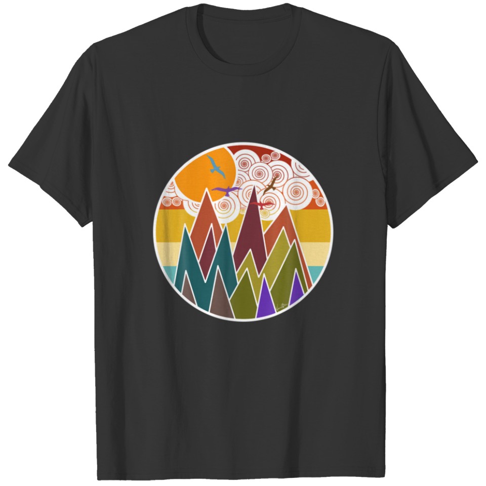 Mountain Nature Lovers Retro Abstract Hikers Campi T-shirt