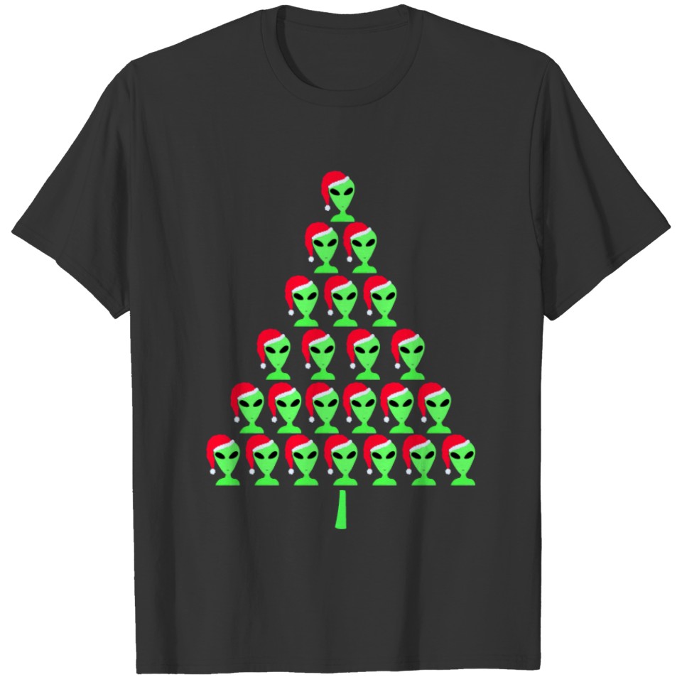 Z Fun Alien Santa Funny Christmas Tree Pattern T-shirt