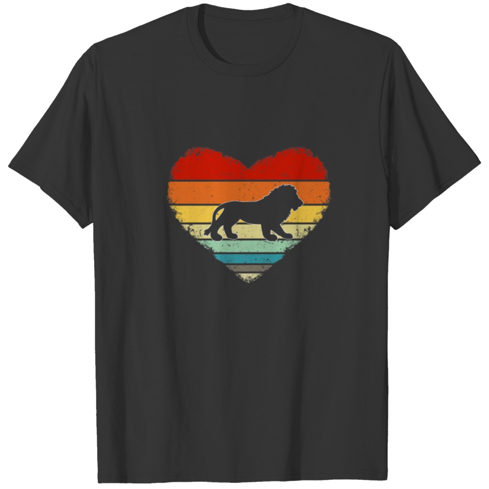 Vintage Heart Lion Animal Lovers Retro Valentines T-shirt