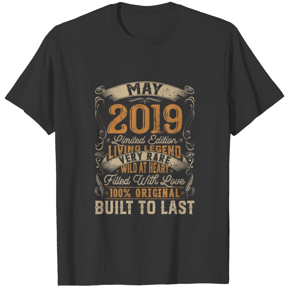 May 2019 Vintage 2Nd Birthday Gifts Retro 2Nd Bday T-shirt