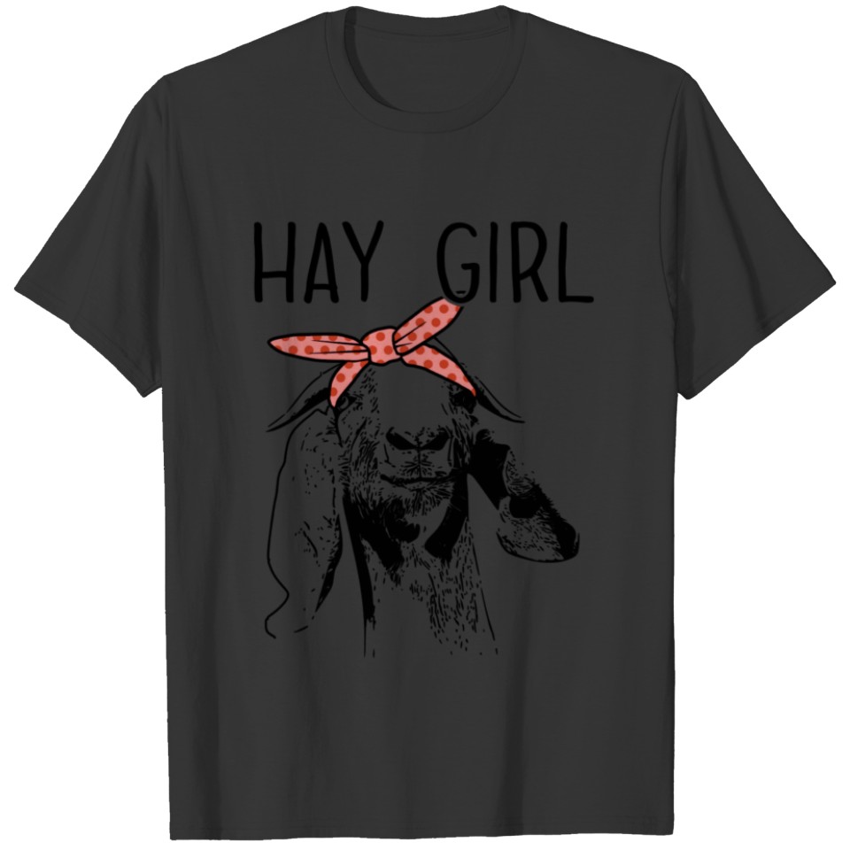 Hay Girl Funny Goat Wearing Bandanna T-shirt