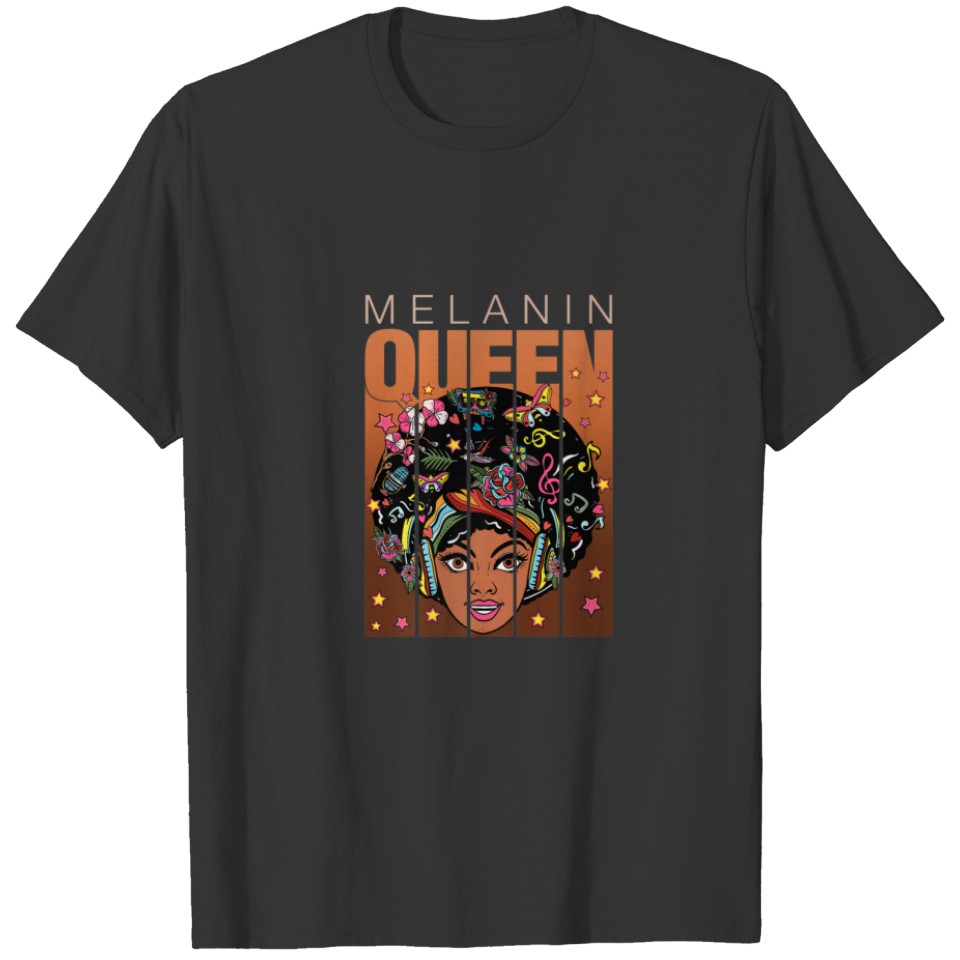 Cool Women Girls Black Melanin Queen Magic, Melani T-shirt