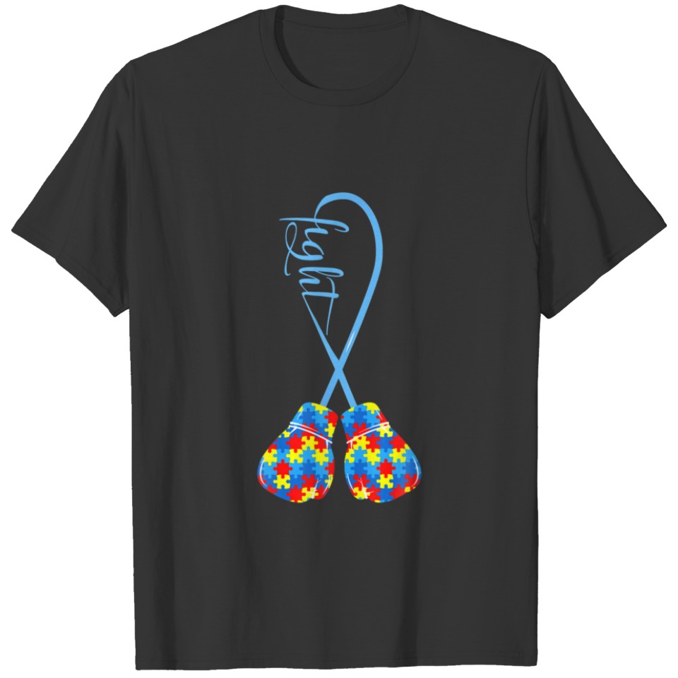 Boxing Gloves Puzzle Piece Fight Autism Awareness T-shirt
