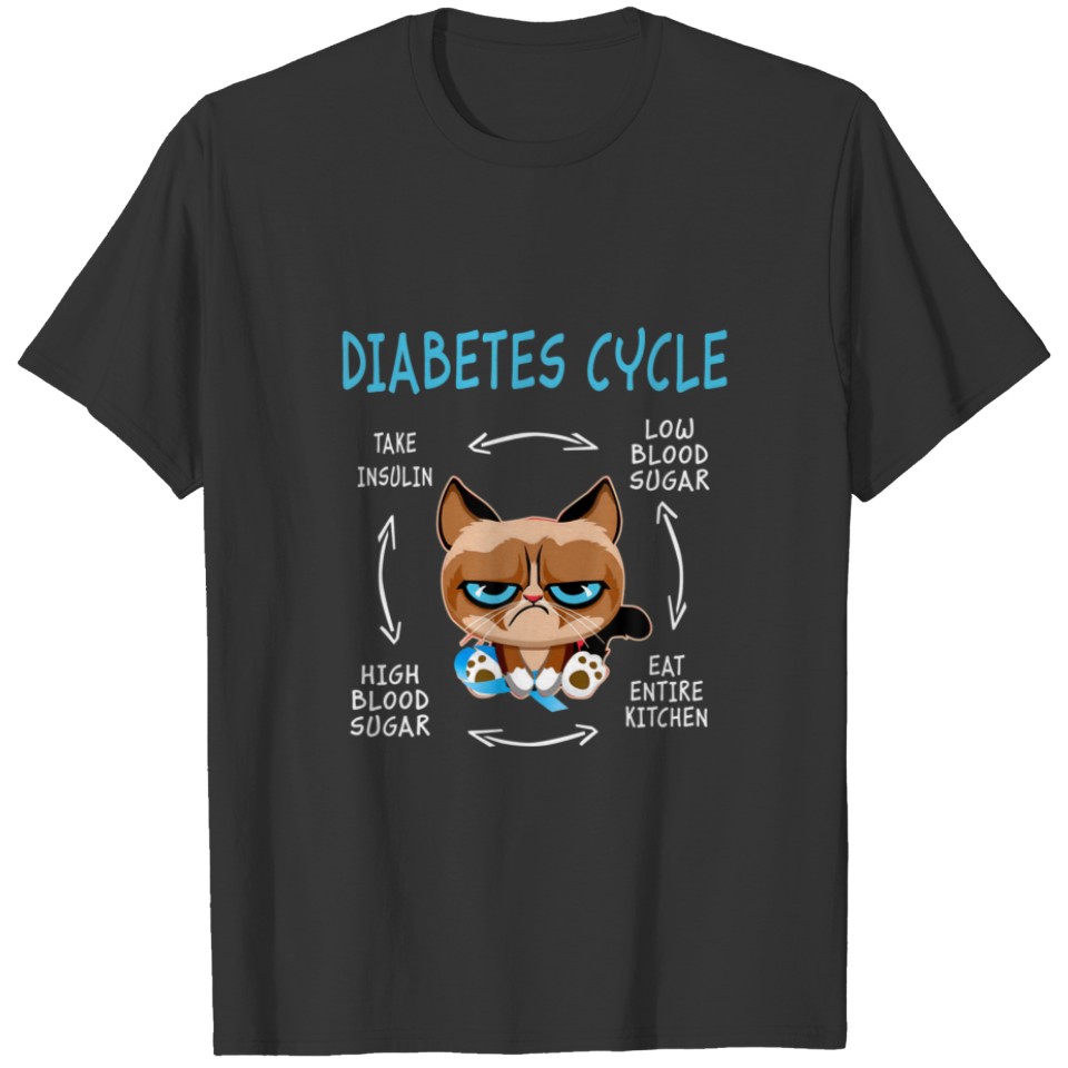 Diabetes Cycle Diabetes Awareness Cat Outfits T-shirt