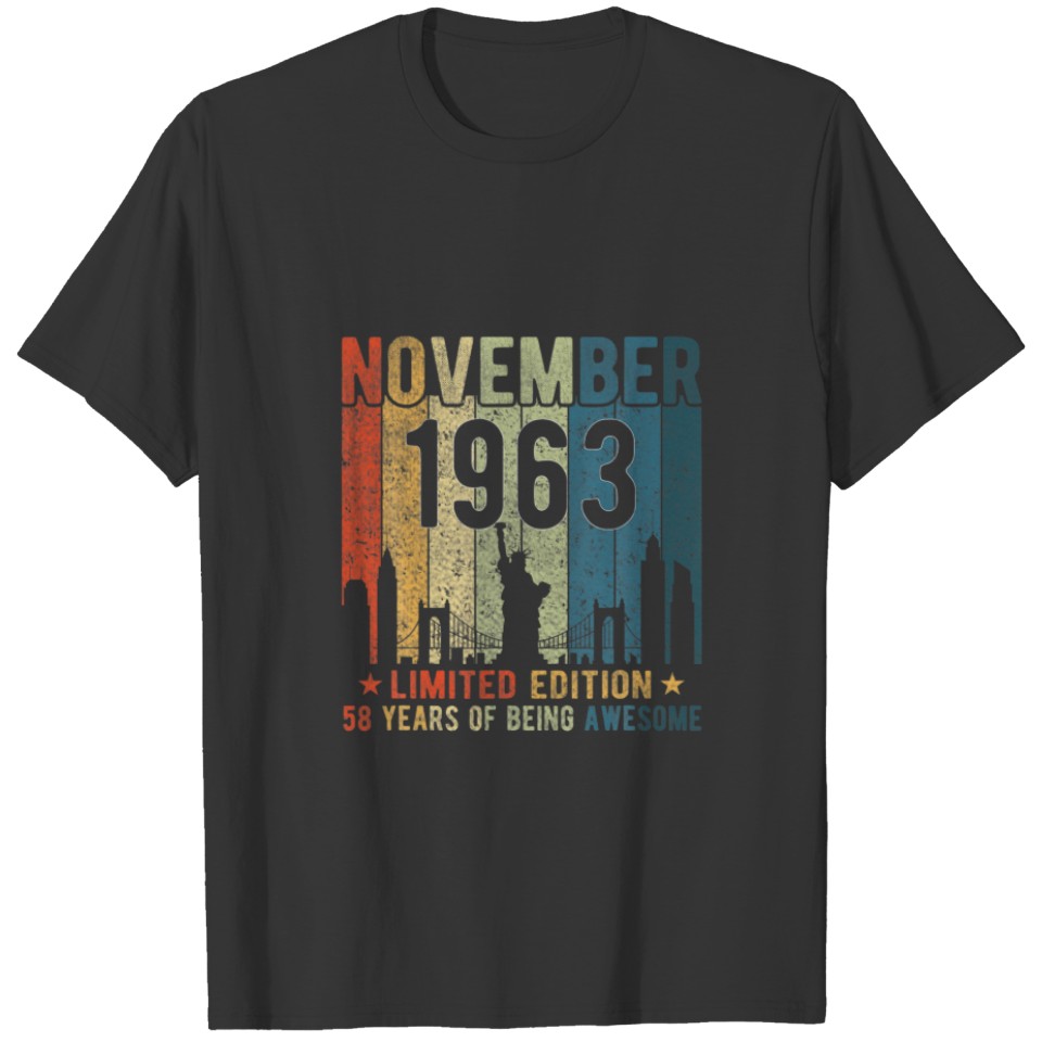 58Th Birthday 58 Years Old Vintage November 1963 M T-shirt