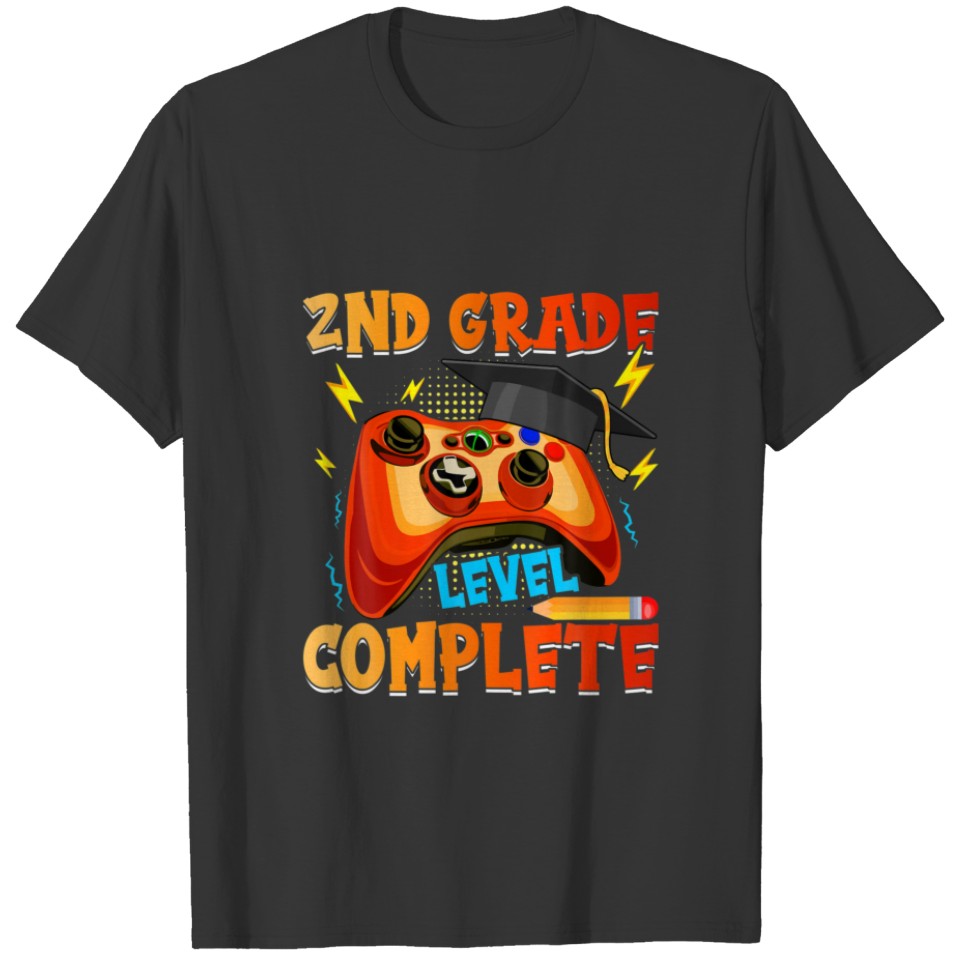 Funny 2Nd Grade Level Complete Graduation Video Ga T-shirt