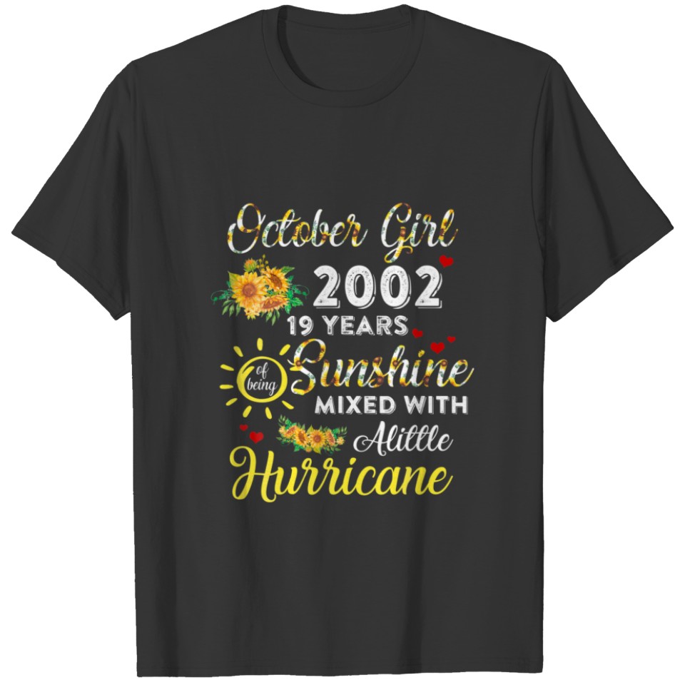 Awesome Since October 2002 19Th Birthday Flower Oc T-shirt