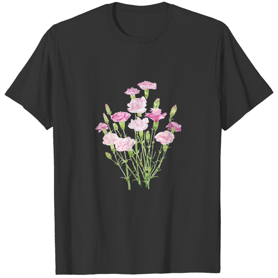 pink carnation flowers  watercolor polo T-shirt