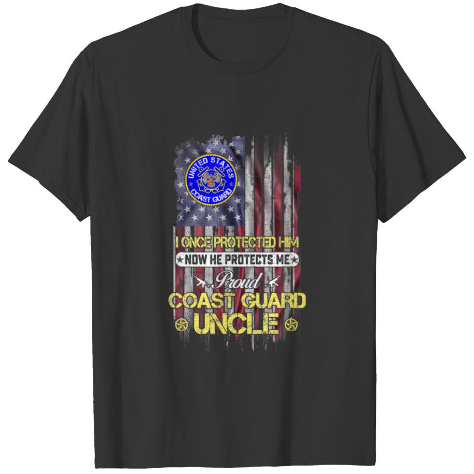 USA Flag He Protects Me Proud US Coast Guard Uncle T-shirt