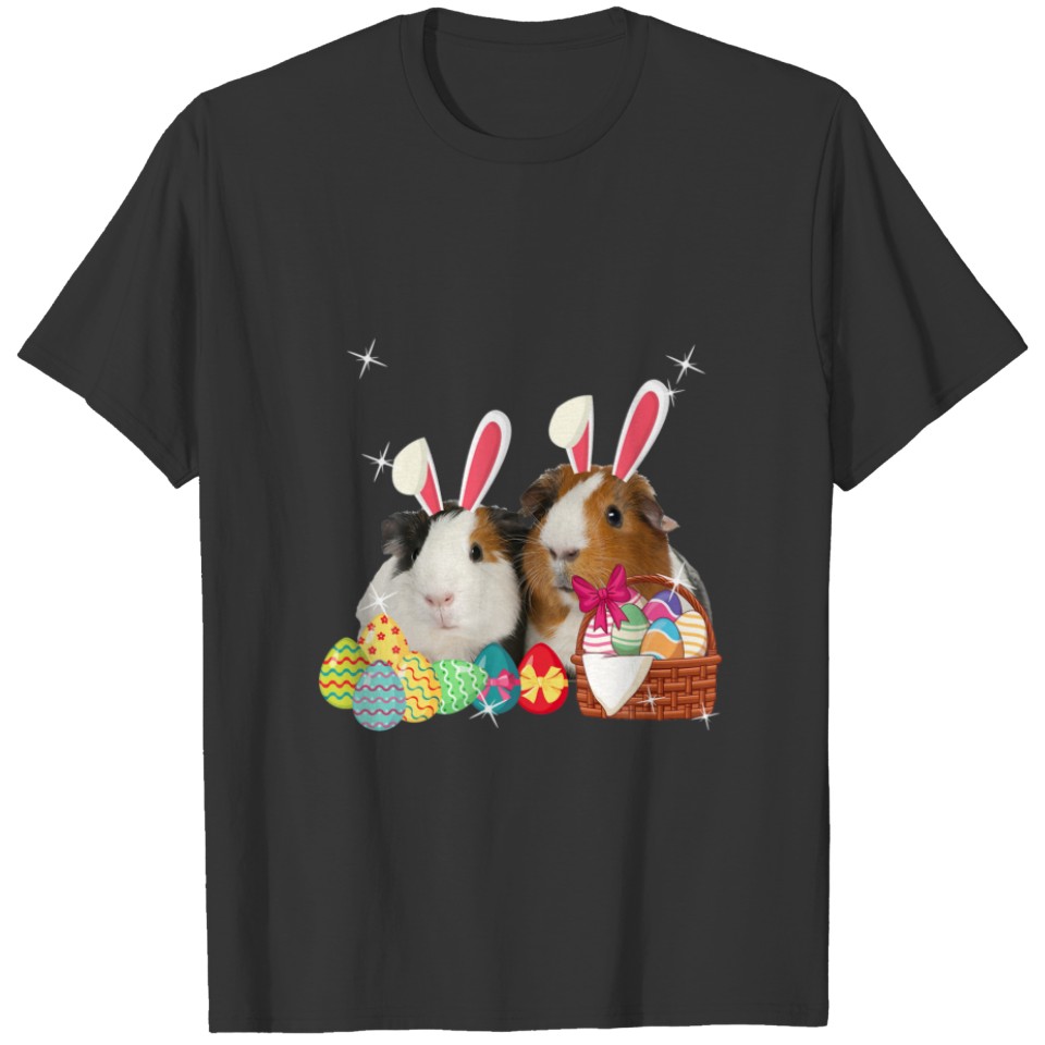 Happy Easter Three Guinea Pig Wearing Bunny Ear Gu T-shirt