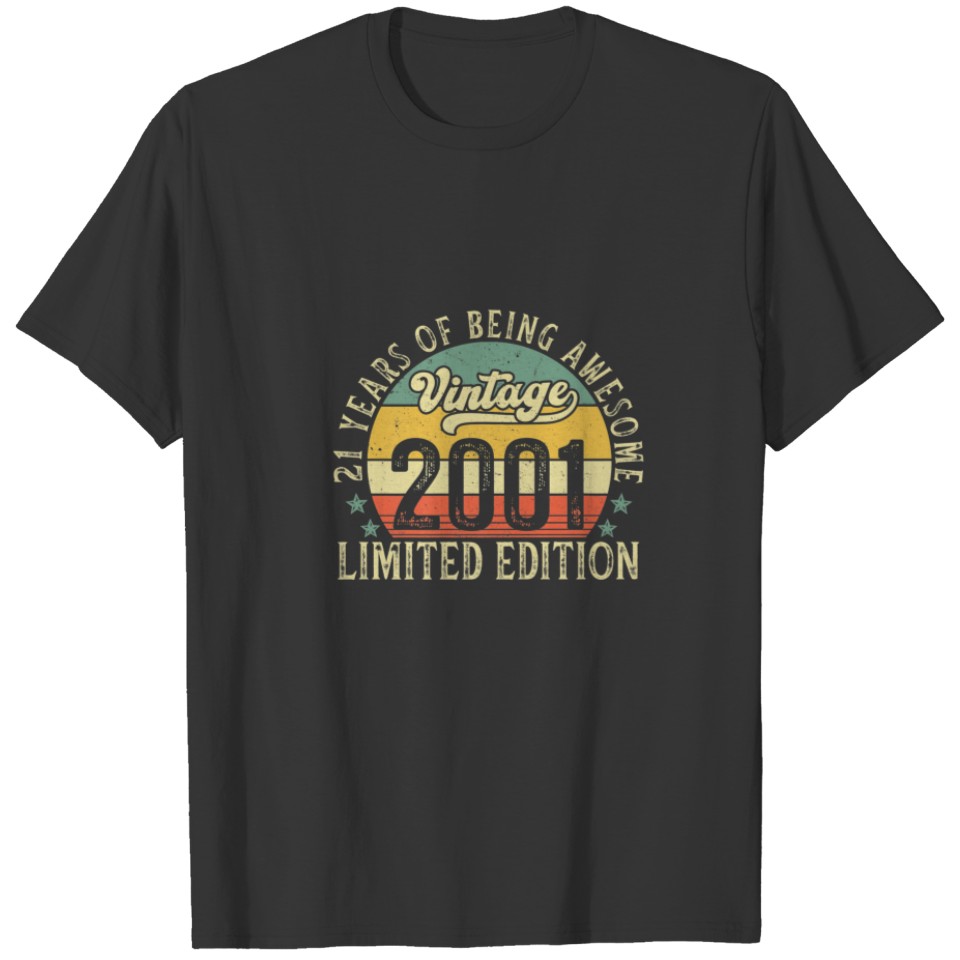 Vintage 2001 21St Birthday Retro Cassette Tape 21 T-shirt