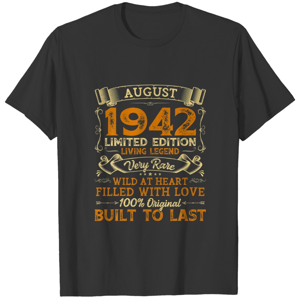 Vintage 78th Birthday August 1942  78 Years O T-shirt