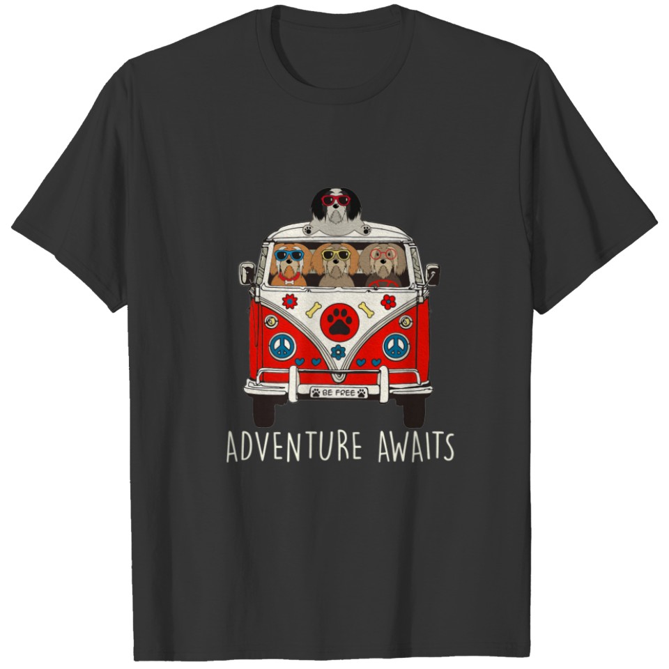 Tibetan Terrier Adventure Awaits Artwork Camper T-shirt