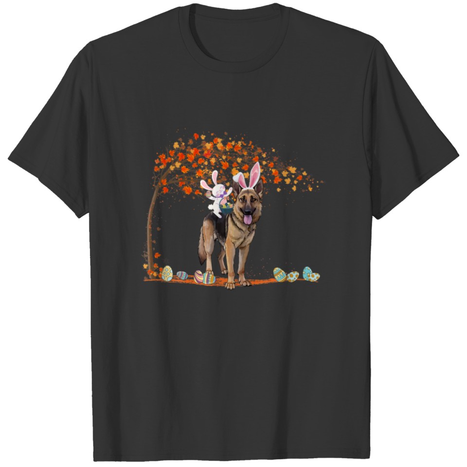 Bunny Ridding German Shepherd Happy T-shirt