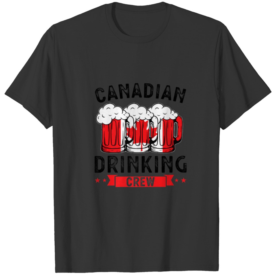 Mens Canadian Drinking Crew Beer T-shirt