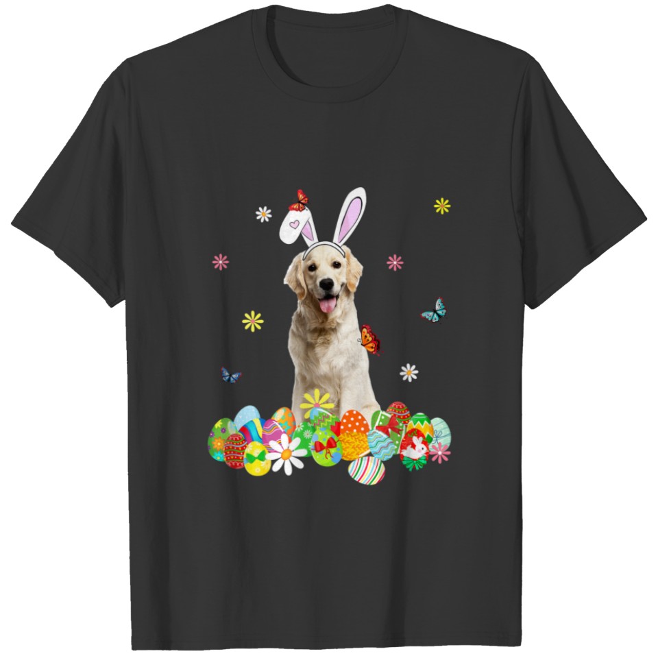 Cute Golden Retriever Happy Easter Day Dog Dad Dog T-shirt