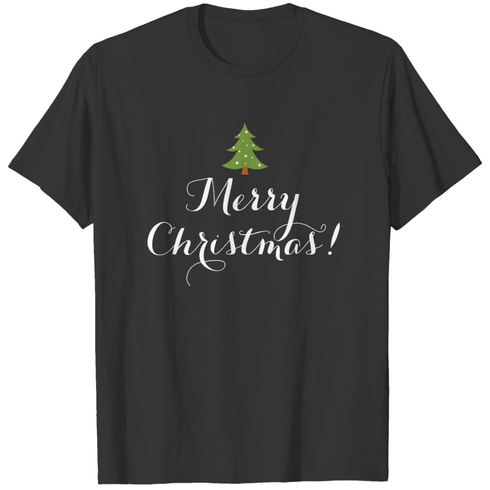 Cute Green Tree Script Merry Christmas T-shirt