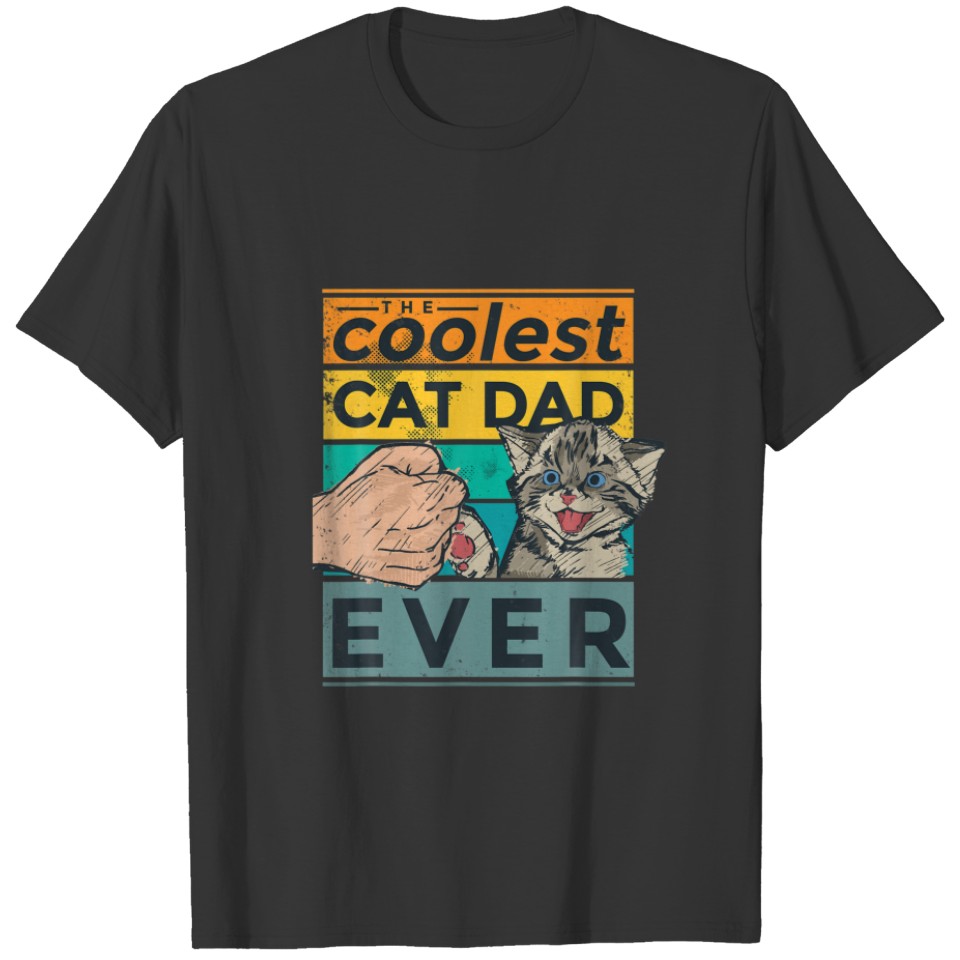 Mens Coolest Cat Father Dad Retro Ever Gift Idea F T-shirt