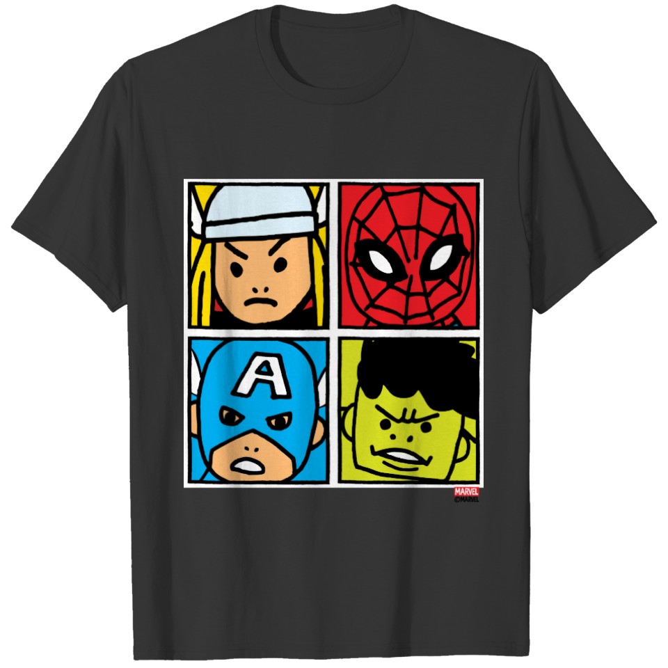 Pop Avengers Character Block Pattern T-shirt