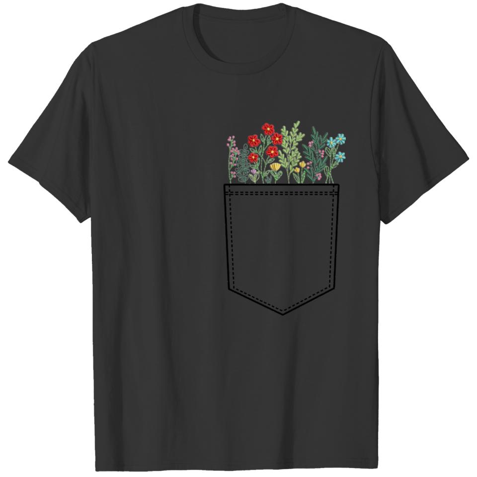 Pretty Colorful Wildflowers in My Pocket T-shirt