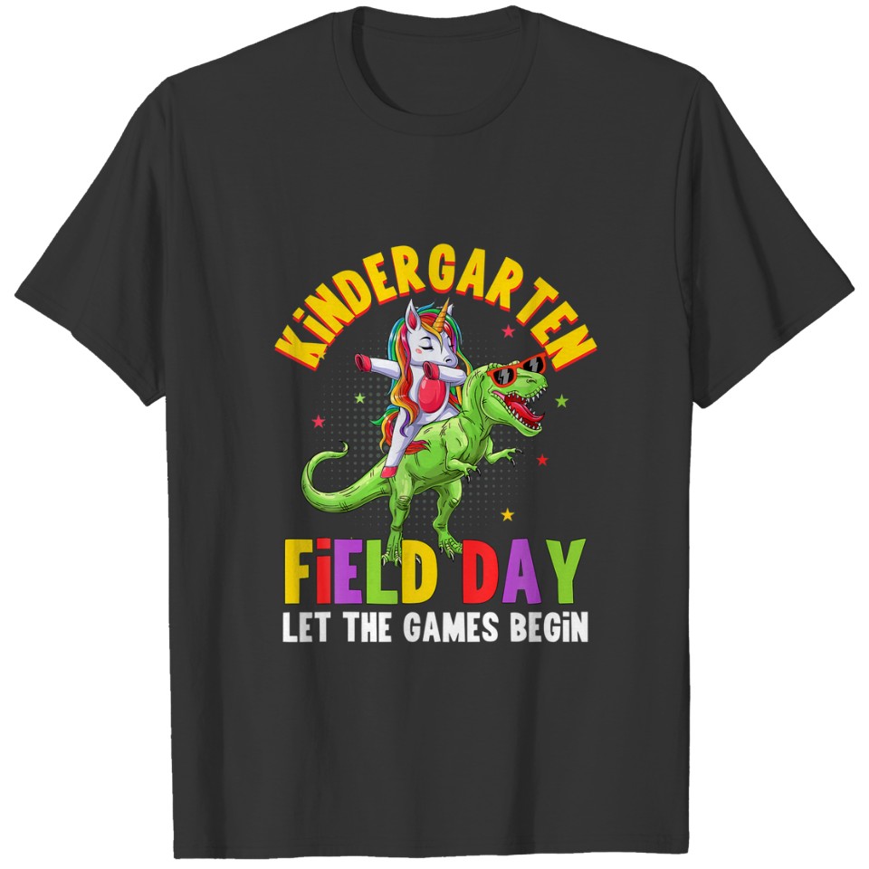 School's Field Day Unicorn Dinosaur Kindergarten K T-shirt