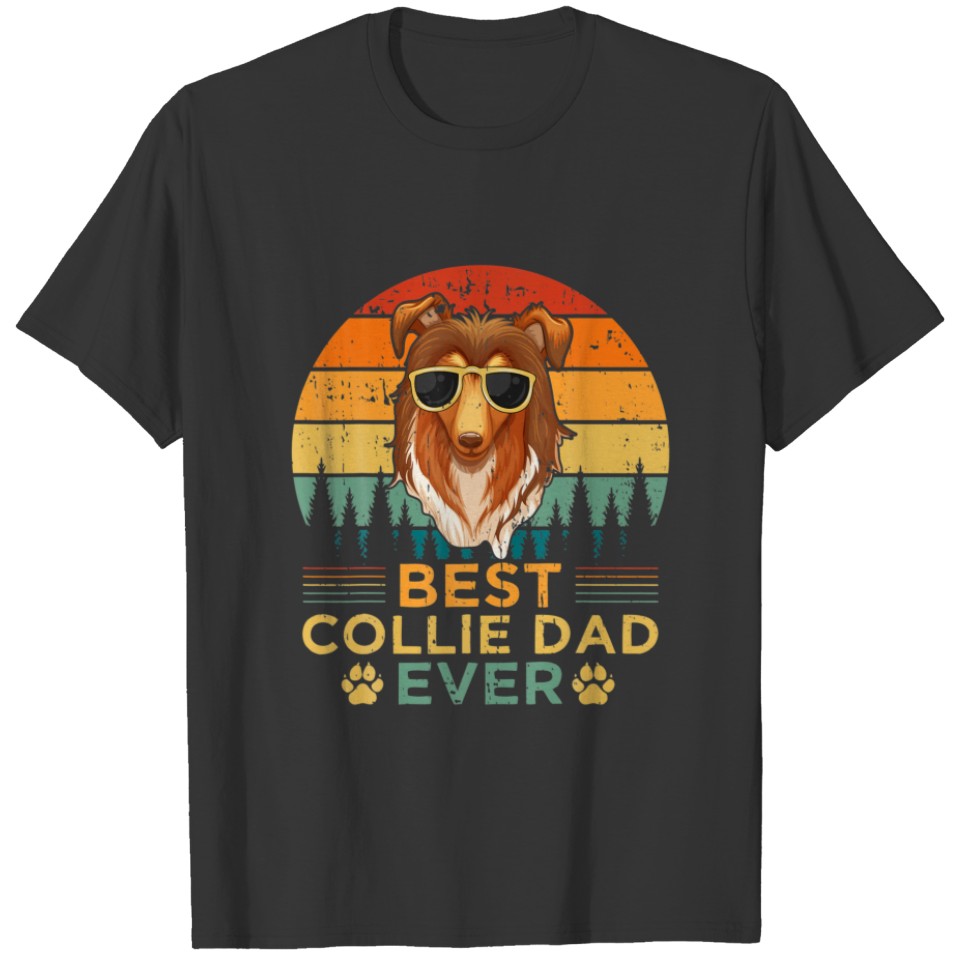 Mens Collie Dog Lover Vintage Best Collie Dad Fath T-shirt