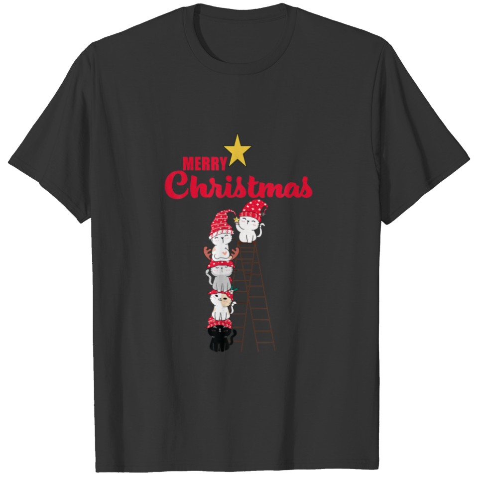 Merry Christmas Cat | Funny Cat Lover Christmas T-shirt