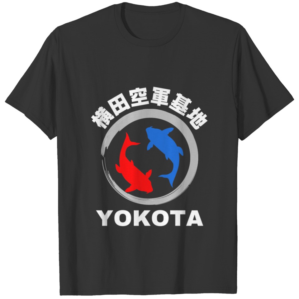 Yokota Air Base in Japanese with Koi Fish T-shirt