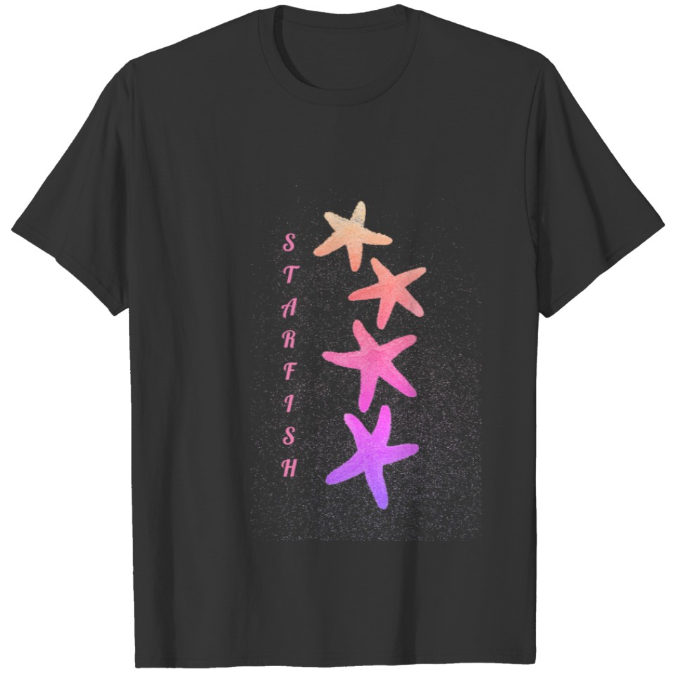 Nautical Pink Ombre Starfish  White T-shirt
