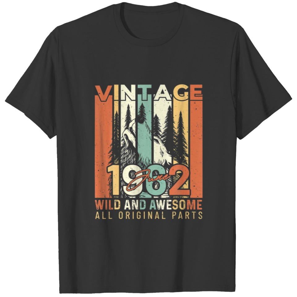 Wolf Vintage June Awesome Since 1962 60 Years Old T-shirt
