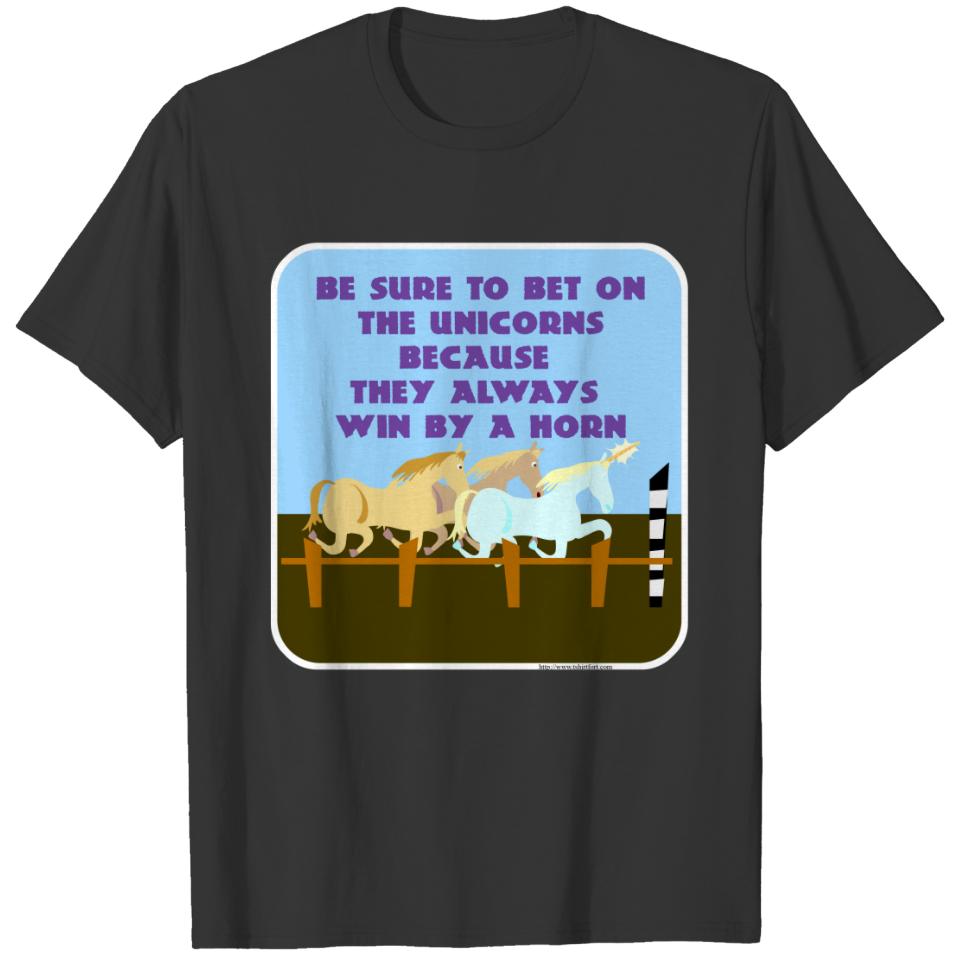 Bet On Unicorns Cartoon Racers Design T-shirt