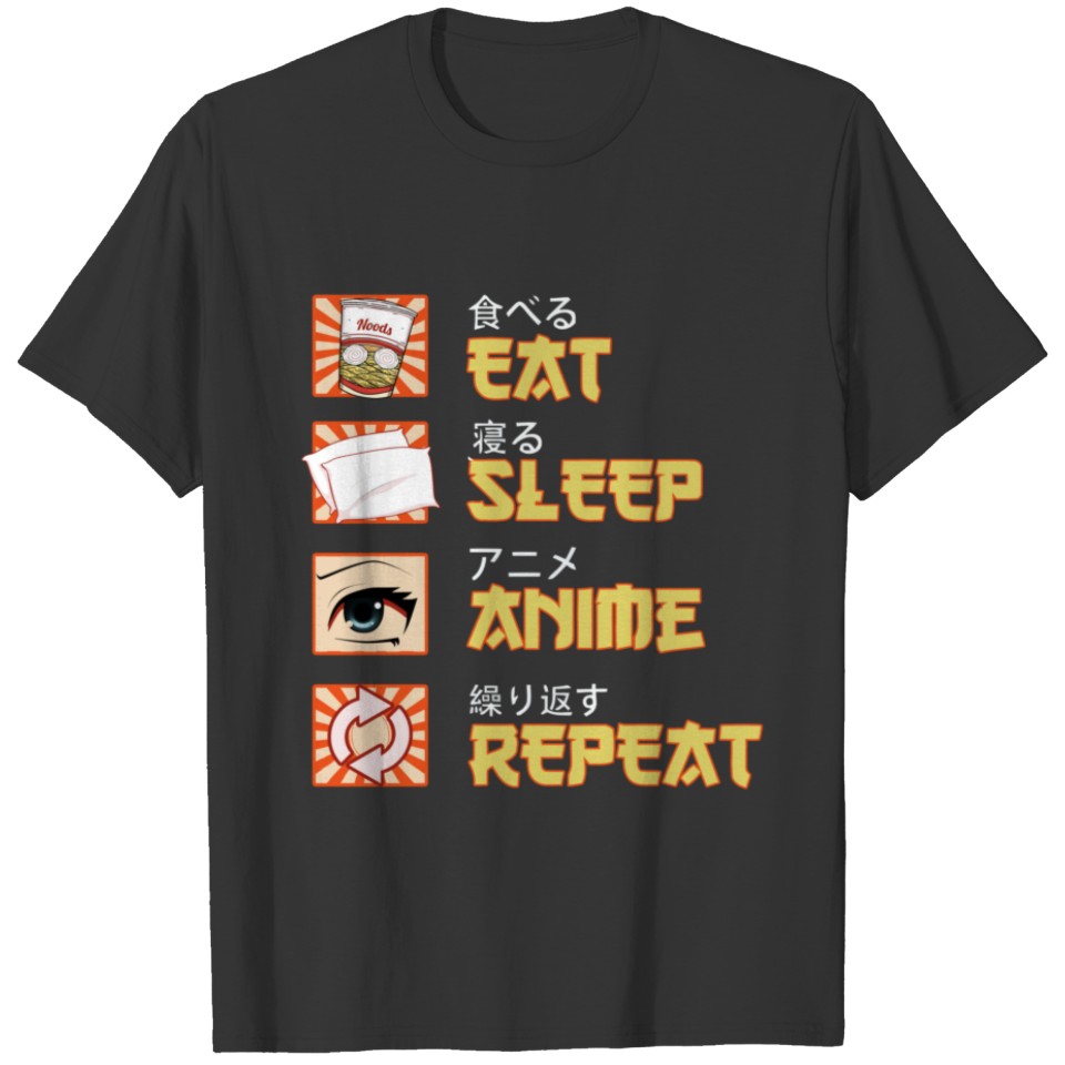 Japanese Anime & Manga Eat Sleep Anime Repeat Gift T-shirt