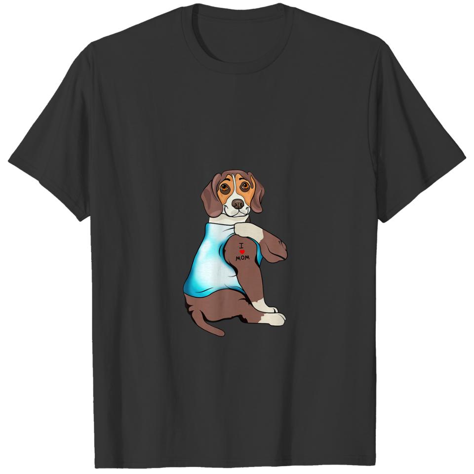 Treeing Walker Coonhound Dog Tattoo I Love Mom Mot T-shirt