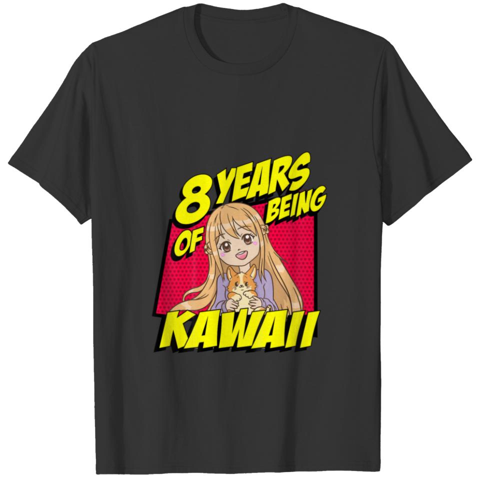 Kids 8Th Birthday Anime Girl 8 Year Of Being Kawai T-shirt