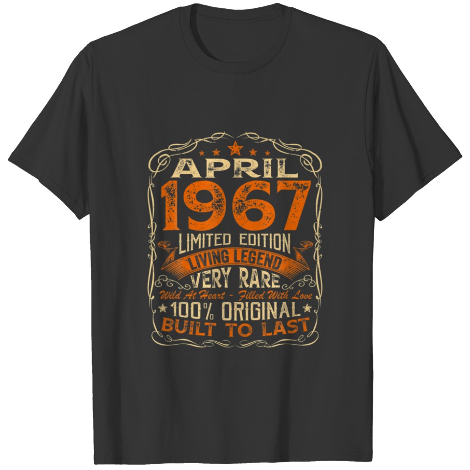 54 Years Old Decorations April 1967 Men Women 54Th T-shirt
