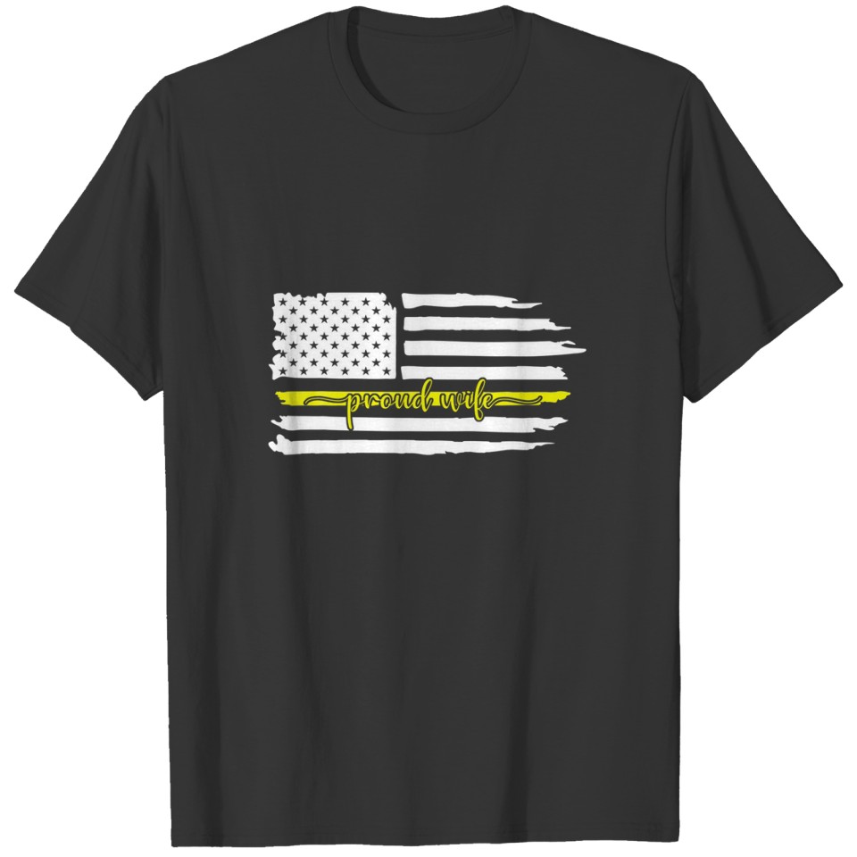 Proud 911 Dispatcher Wife Usa Distressed Flag Thin T-shirt