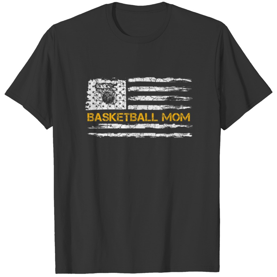 Vintage USA American Flag Proud Basketball Mom Sil T-shirt