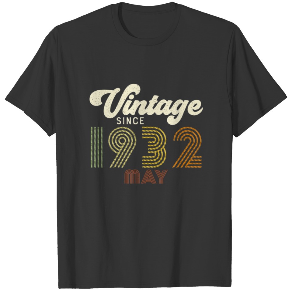 Vintage Since May 1932 Retro 90Th Birthday T-shirt