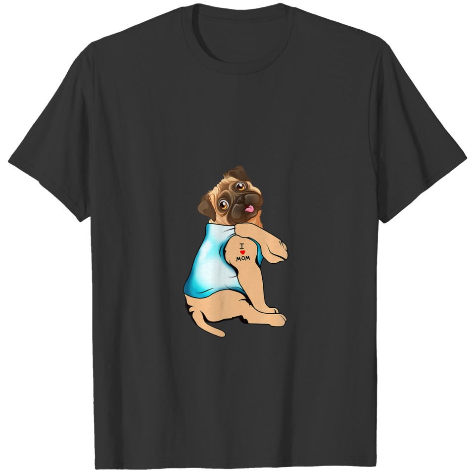 Puggle Dog Tattoo I Love Mom Mother's Day Gift T-shirt