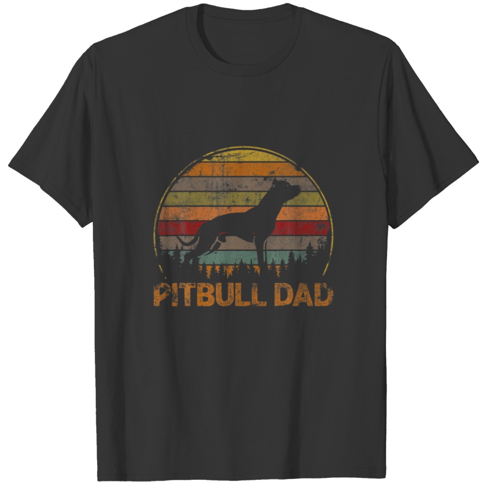 Vintage Pitbull Dog Dad Retro Dog Father's Day T-shirt