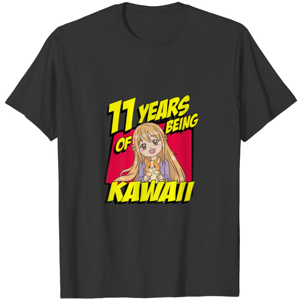 11Th Birthday Anime Girl 11 Year Of Being Kawaii C T-shirt