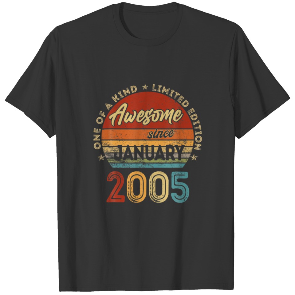 Vintage January 2005 Retro 17 Year Old 17Th Birthd T-shirt