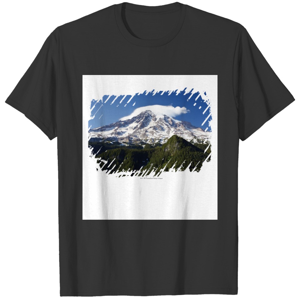 Snow Capped Mountain with Blue Sky & Forest T-shirt