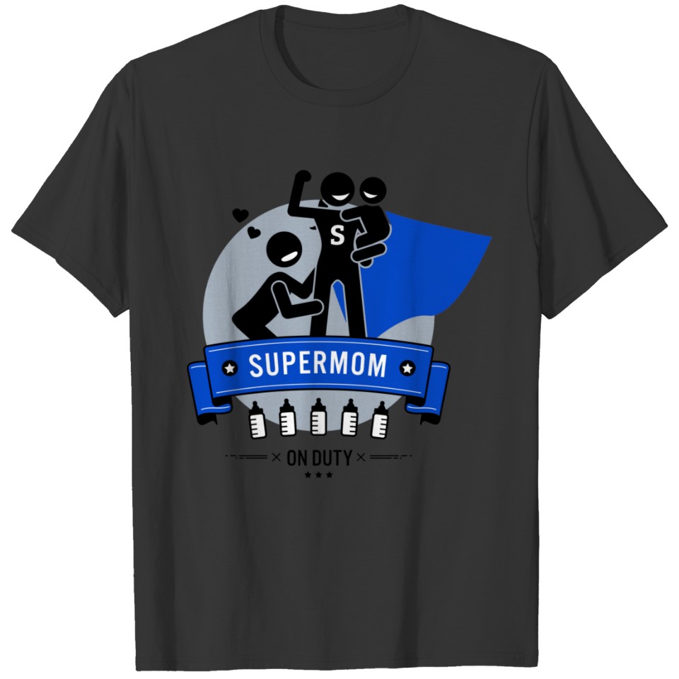 Super Mom blue cape T-shirt