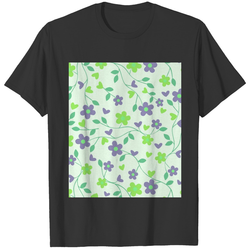 green vintage flowers T-shirt
