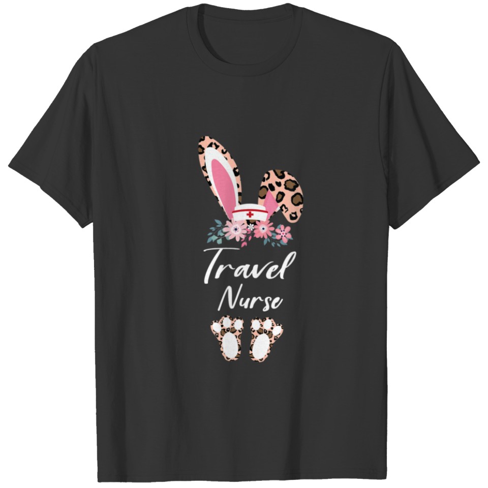 Flowers Bunny Rabbit Face Happy Easter Day Travel T-shirt