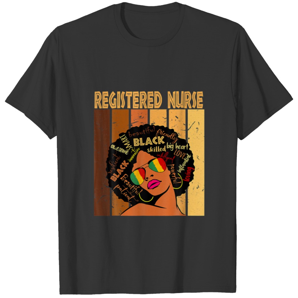 Registered Nurse Afro African American Black Histo T-shirt
