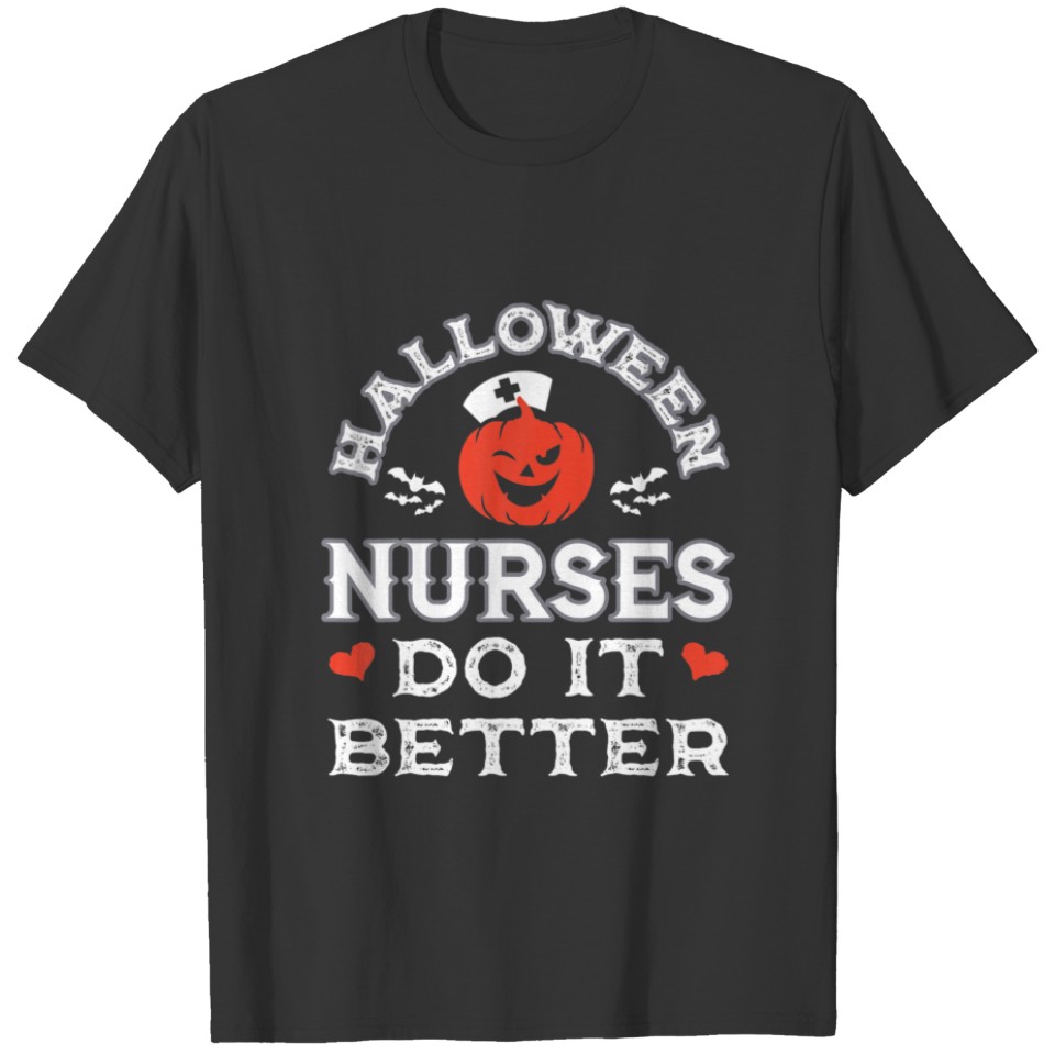 Funny Batty Nurse Halloween Jack-O'-Lantern Pumpki T-shirt